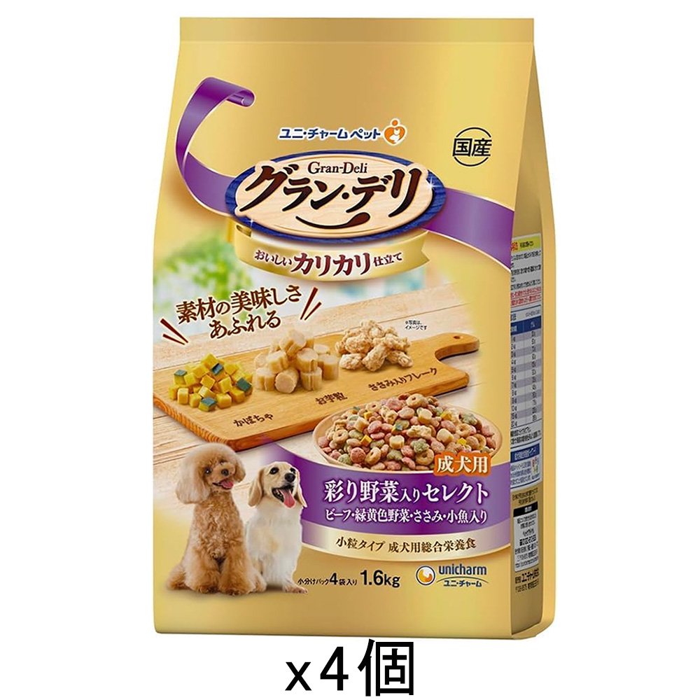 ドッグフード　カリカリ仕立て　成犬用　彩り野菜入りセレクト　ビーフ・緑黄色野菜・ささみ・小魚入り　１．６ｋｇ（４００ｇX４袋）X４　ＣＲＣ45―05―45―15―00 4,773円