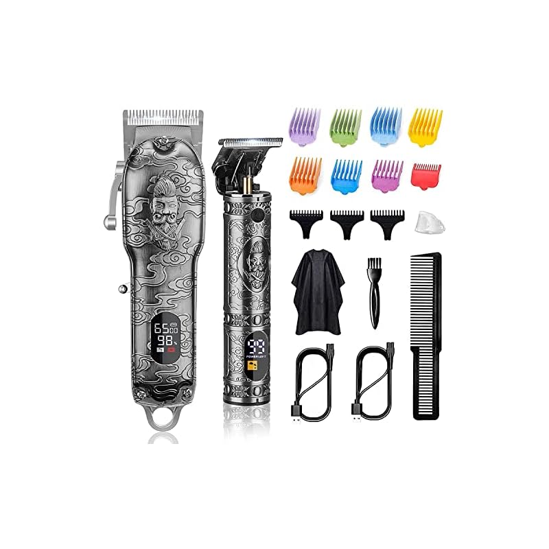 GSKY 電動バリカン ヒゲトリマー ヘアカッター バリカンセット 防水 USB充電 低騒音 散髪用コードレス 精密彫刻T字 充電と注油提示 メンズ 子供 家庭 業務 ショートヘア用 日本語説明書付き