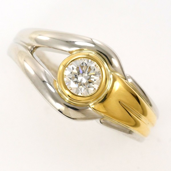 PT900 プラチナ K18YG リング 12号 ダイヤ 0.329 鑑別書 ジュエリー 中古