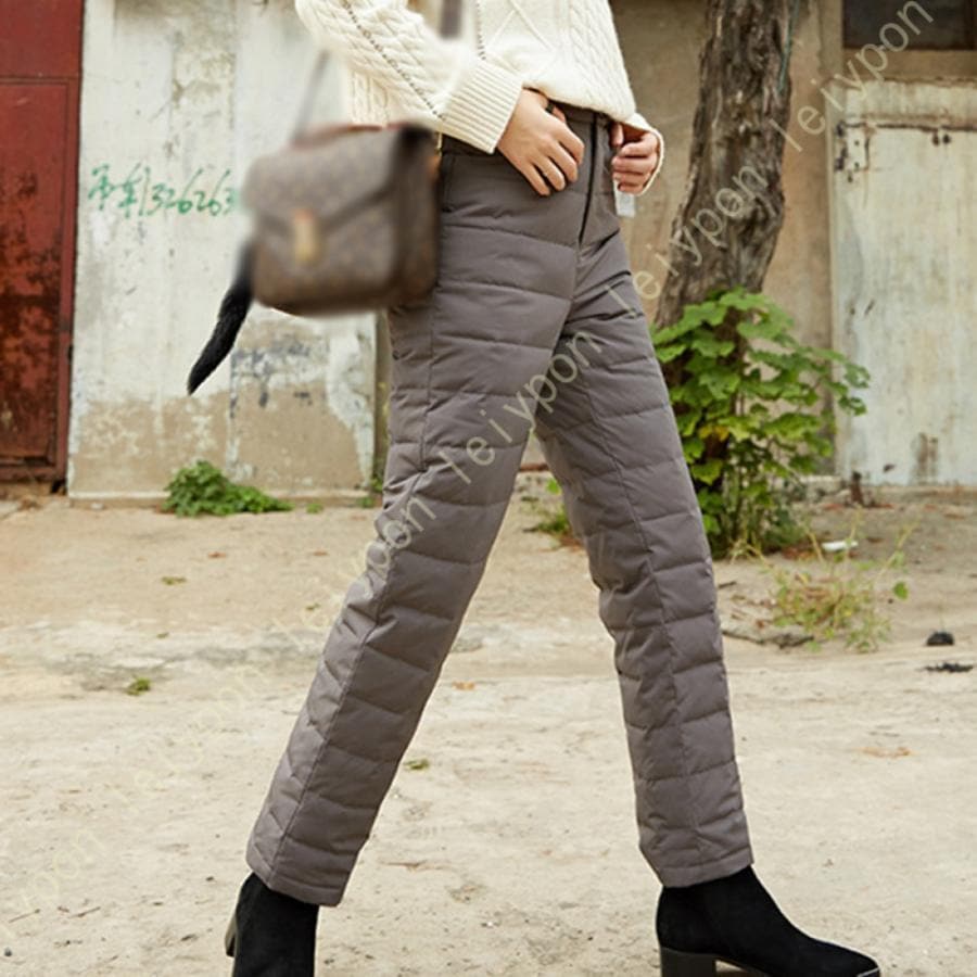 ダウンパンツ レディース パンツ スリムパンツ 無地パンツ カジュアルパンツ ハイウェスト 暖かい 防風 冬 パンツ 防寒着 軽量 細身 ダウン ズボン お出かけ
