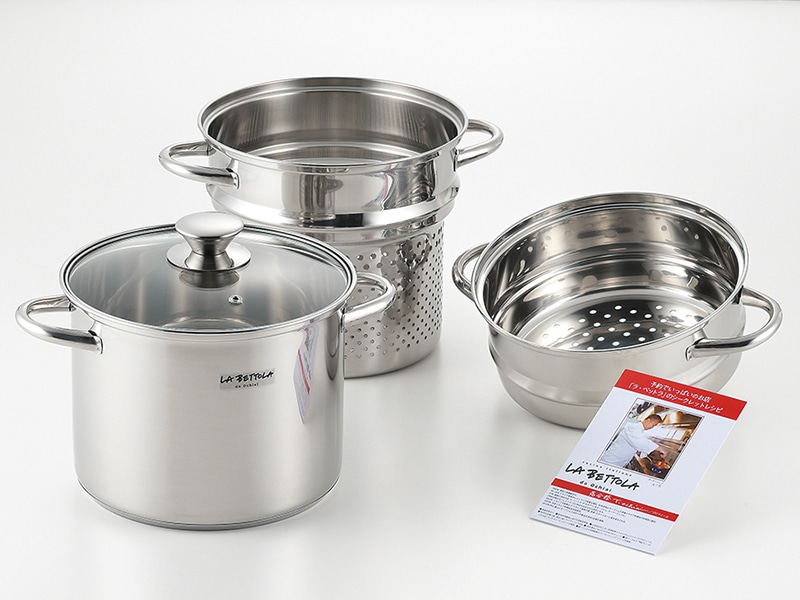 「ラ・ベットラ」IH200V対応スチーム＆パスタポット20cm