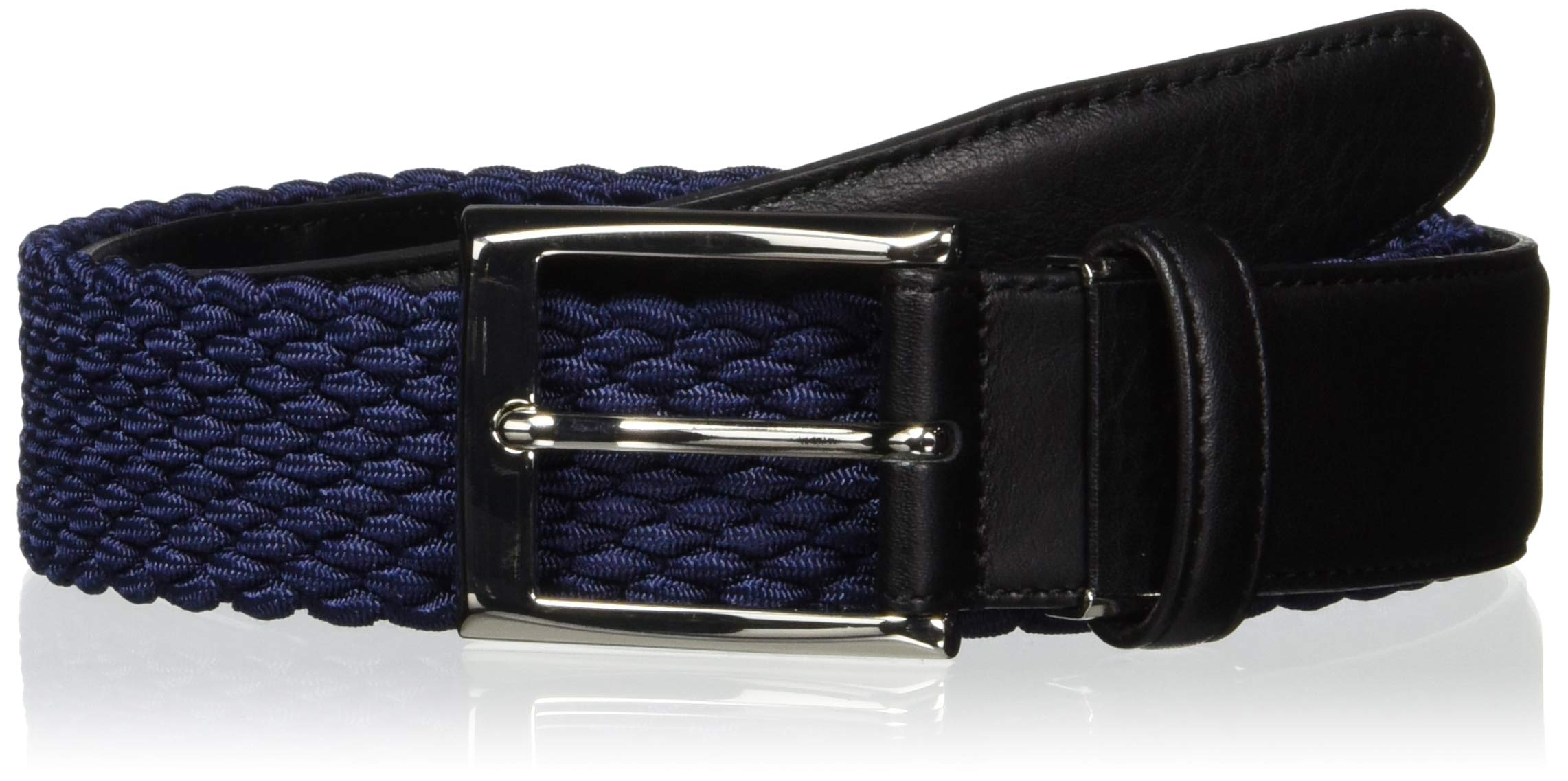 [レザーグッズモリヤ] ベルト メンズ ゴムメッシュ 伸縮 レザー付ゴムメッシュベルト