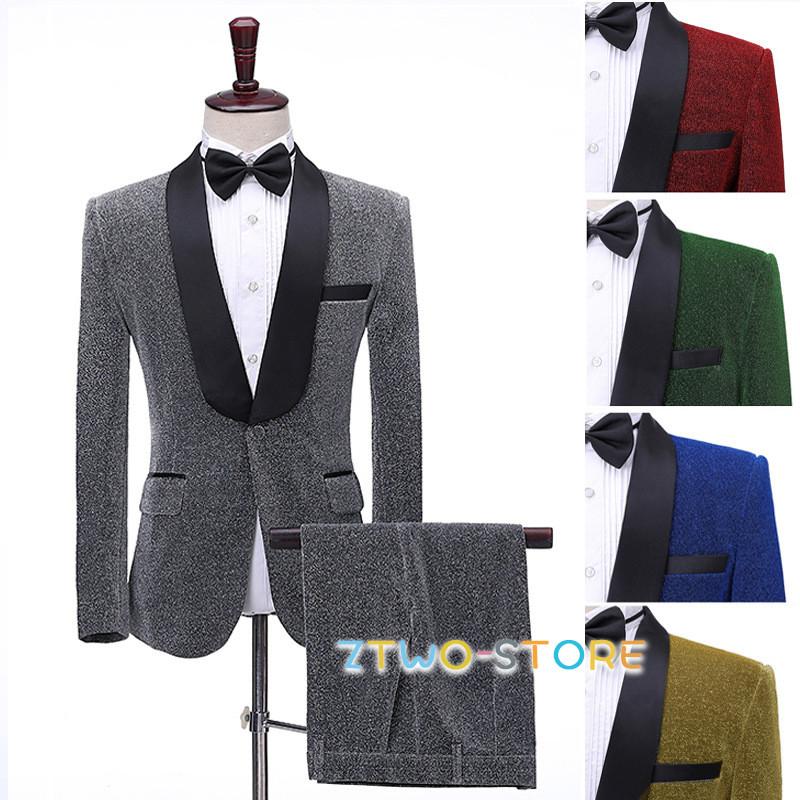 【S~3XL】ステージ衣装 カラオケ 大会 男性用 ラメ入り 演出服 王子様 貴公子 演奏会 メンズ スーツ ブラック 赤 ブルー パンツスーツ