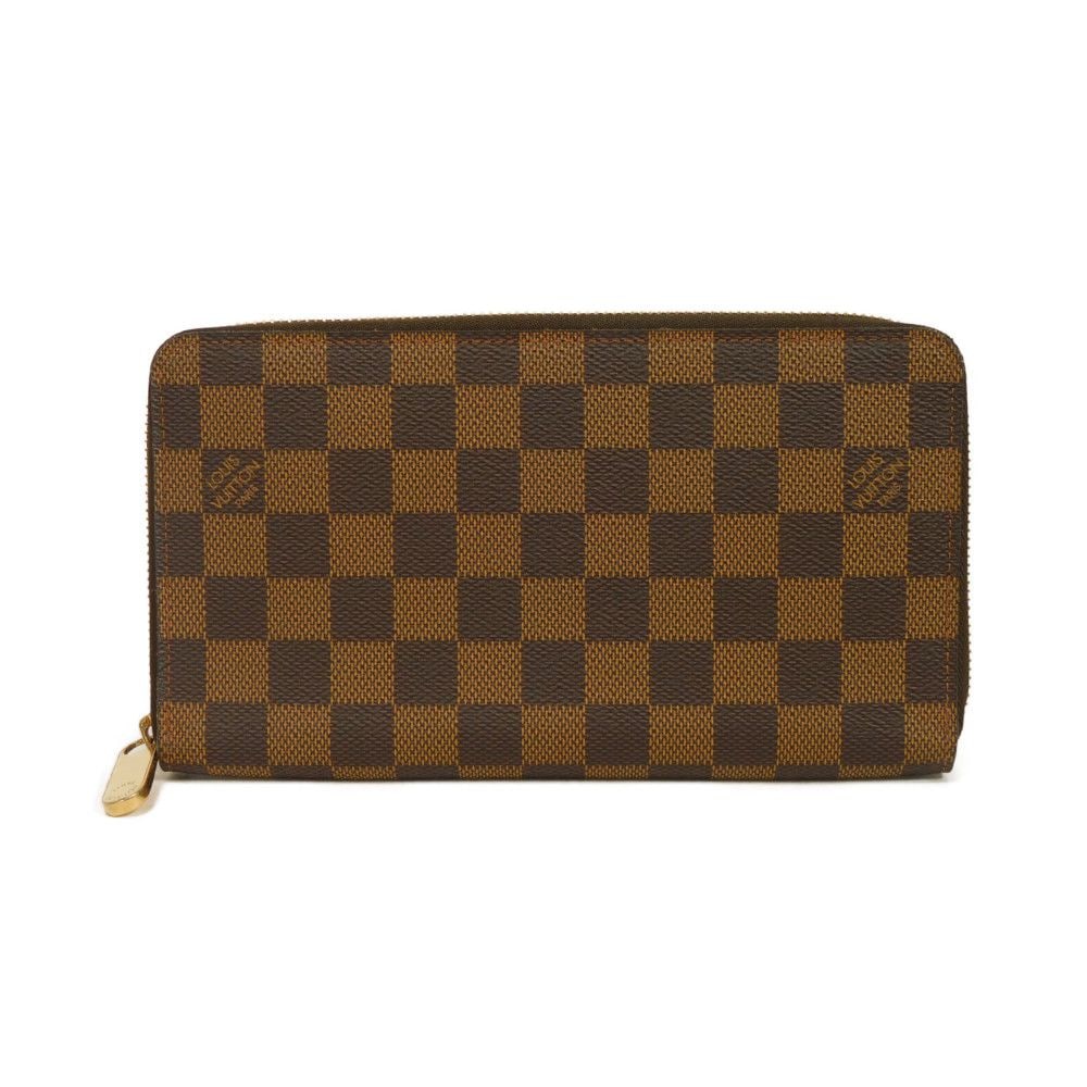 【中古】 長財布 旧型 ロゴ ブラウン ラウンドファスナー カードケース コインケース ジッピーオーガナイザー ダミエ N60003
