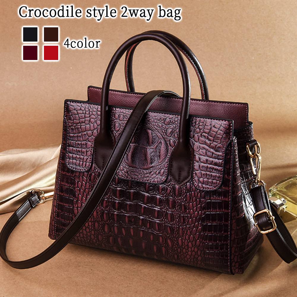 ハンドバッグ レディース クロコダイル調2wayバッグ ワンマイルバッグ 斜めがけ 黒 カジュアル 春 ミニ トートバッグ 夏 秋 ミニトートバッグ 軽い レザー ブランド ミニショルダーバッグ 布