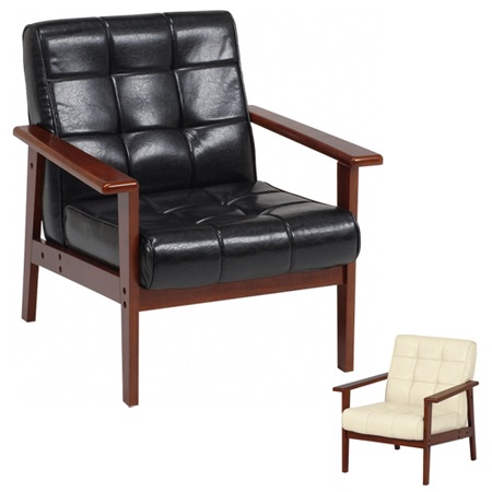 ソファ 1人掛け シャーク ポリウレタン生地 レザー調 ビンテージ風 ソファー パーソナルチェア リビングチェア 黒 白 一人掛け