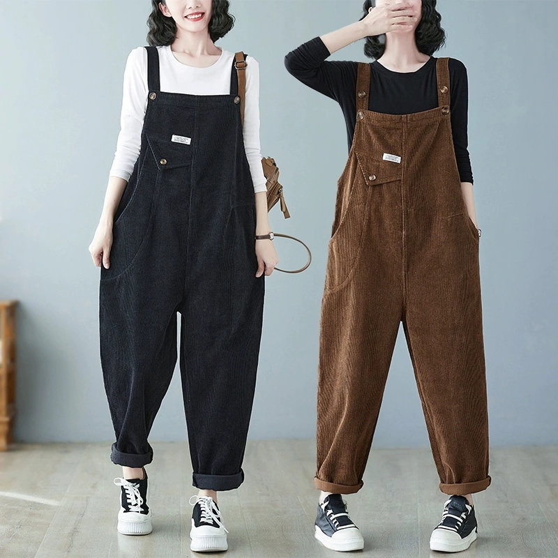 コーデュロイパンツ新しいサイズ大きいサイズハーレムパンツコーデ完成！サロペット スラックスパンツ