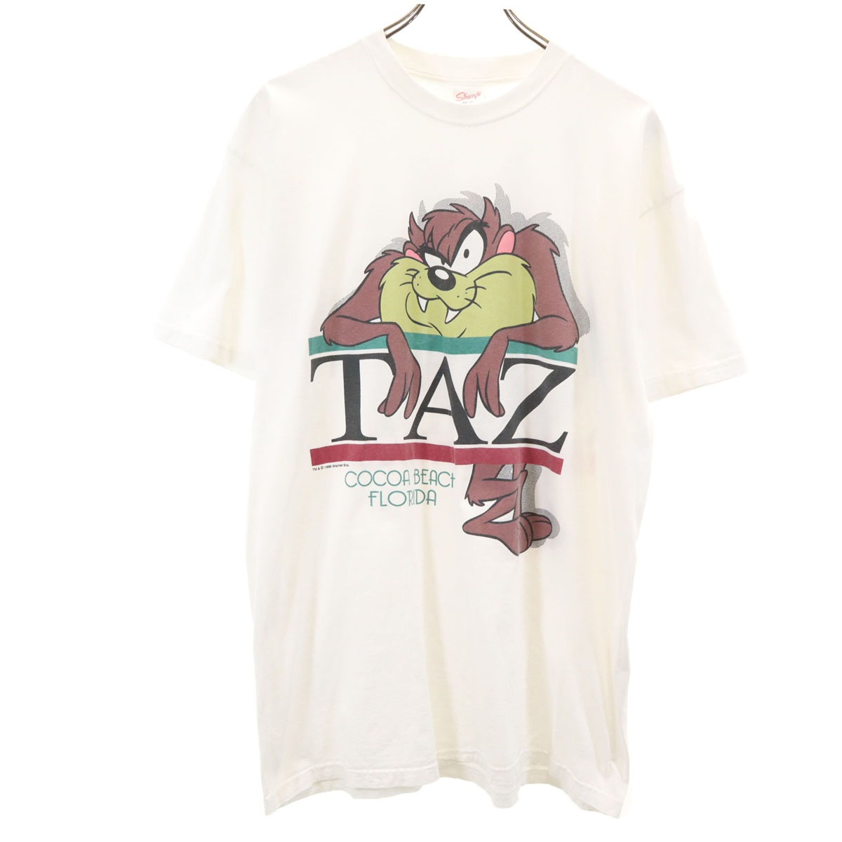 Sherrys 90s オールド メキシコ製 タズマニアンデビル 半袖 両面プリント Tシャツ L ホワイト ワーナーブラザーズ メンズ 古着