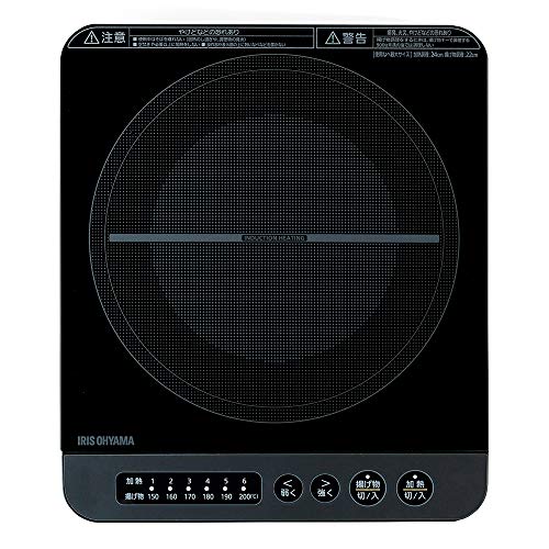 アイリスオーヤマ(IRIS OHYAMA) IHコンロ 1口 IHクッキングヒーター 1400W 卓上 デザイン IHK-T37-B ブラック
