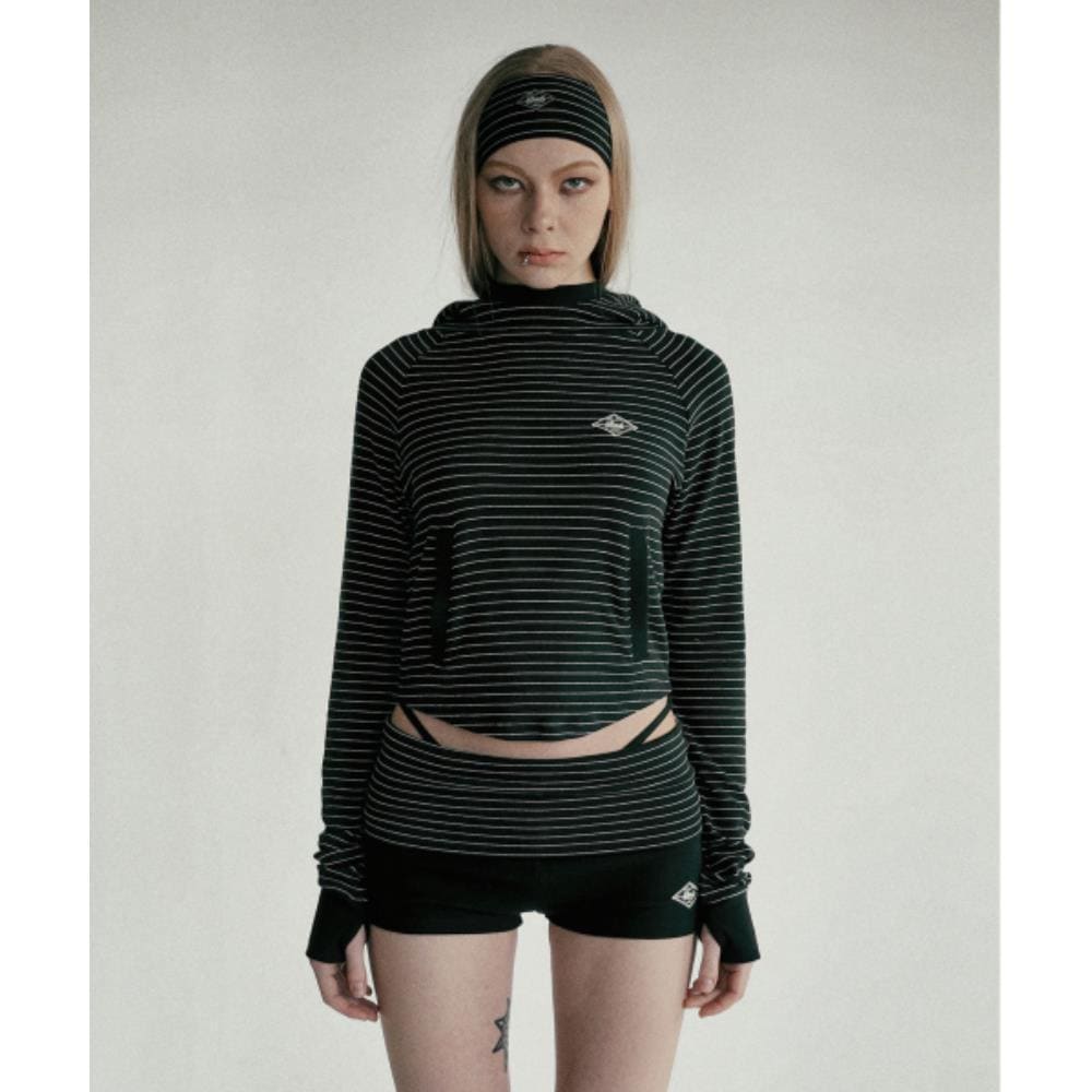 BADBLOOD Beyond Soft Hood Slim Fit Stripe Black w-hde25