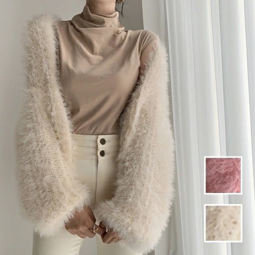 カーディガン 韓国 ファッション レディース 春 秋 冬 カジュアル お取り寄せ PTXJ174 オルチャン コーデ シンプル 定番 セレカジ 20代 30代 40代 2024 シャギーニット ロー