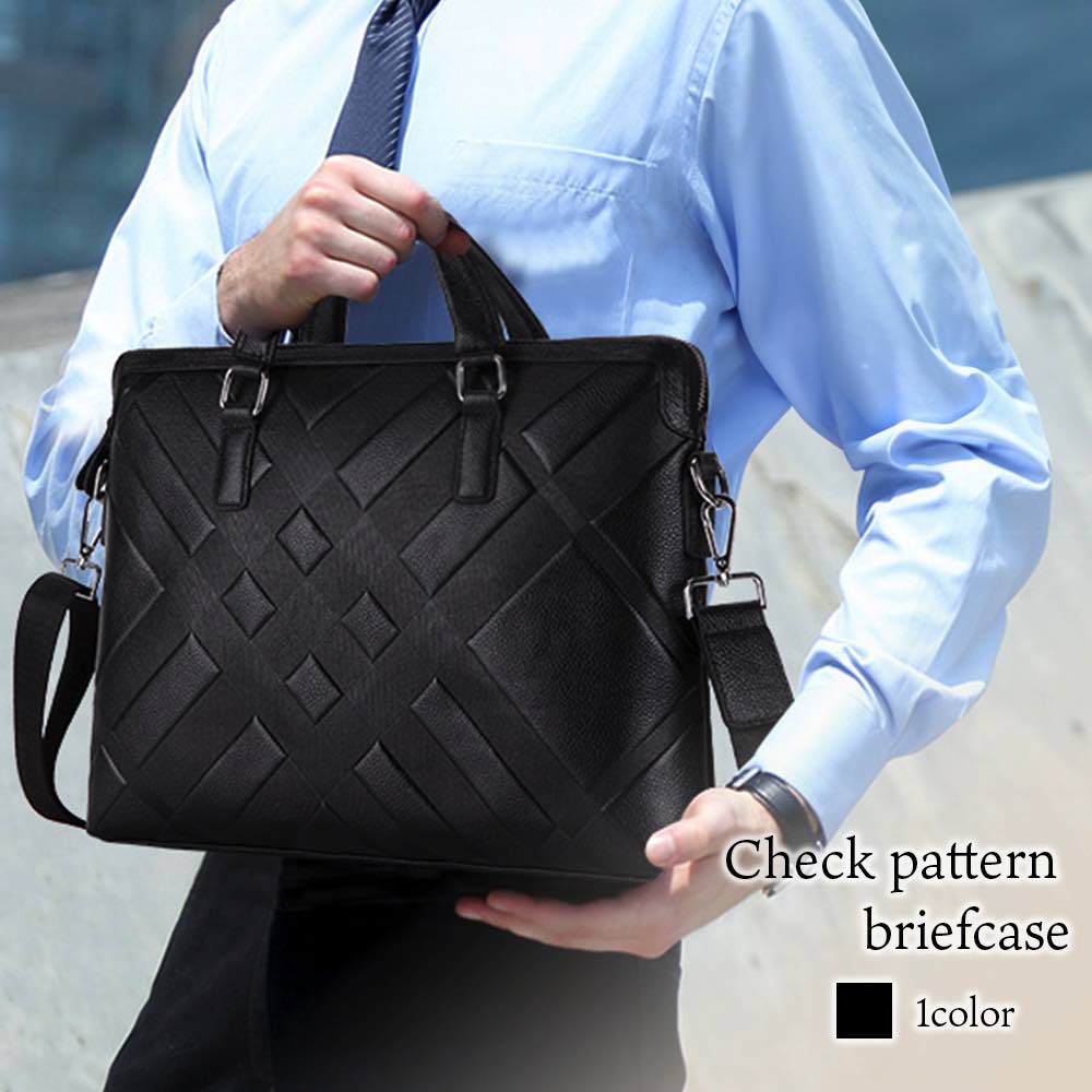 ビジネスバッグ メンズ チェック柄ブリーフケース 通学 トートバッグ 冬 ショルダーバッグ 革 ノートPC ブランド 大容量 黒 A4 40代 安い パソコン 本革 ビジネス 春 30代 秋 ハイ バ