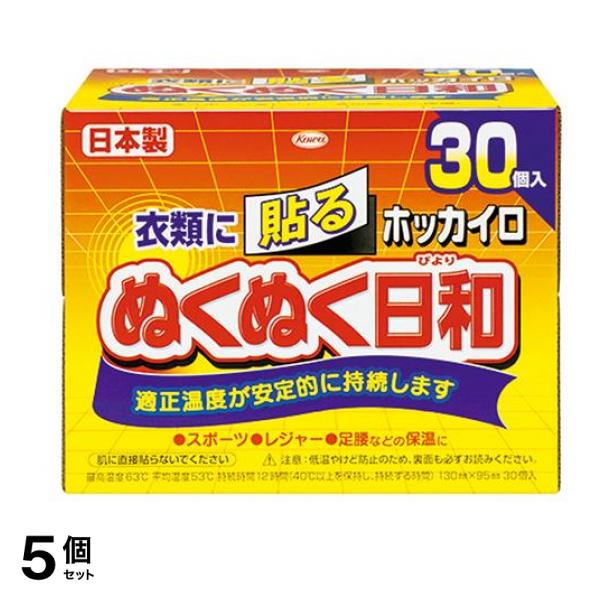 ホッカイロ ぬくぬく日和 貼るタイプ レギュラー 30個入 5個セット