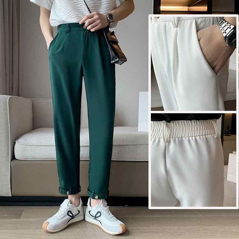 スーツパンツ スラックス 夏 メンズ 薄手 ひんやり 涼しい 快適 カジュアル パンツ ストレート ドレープ クロップドパンツ