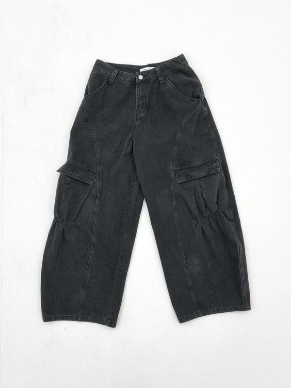 フェードブラックワイドカーゴパンツ