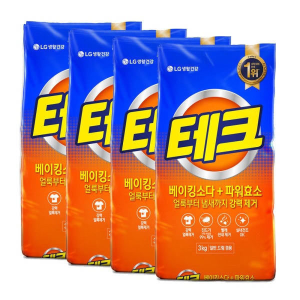 テックベーキングソーダ+パワー酵素粉末洗剤詰替3KG4個