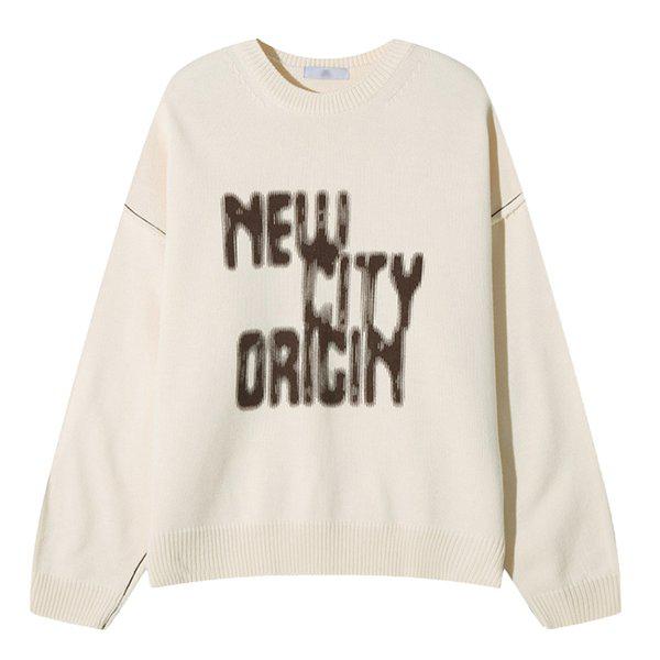 メンズ ラウンド ニューシティ リバース ニット AC-KN-Q085-アイボリー