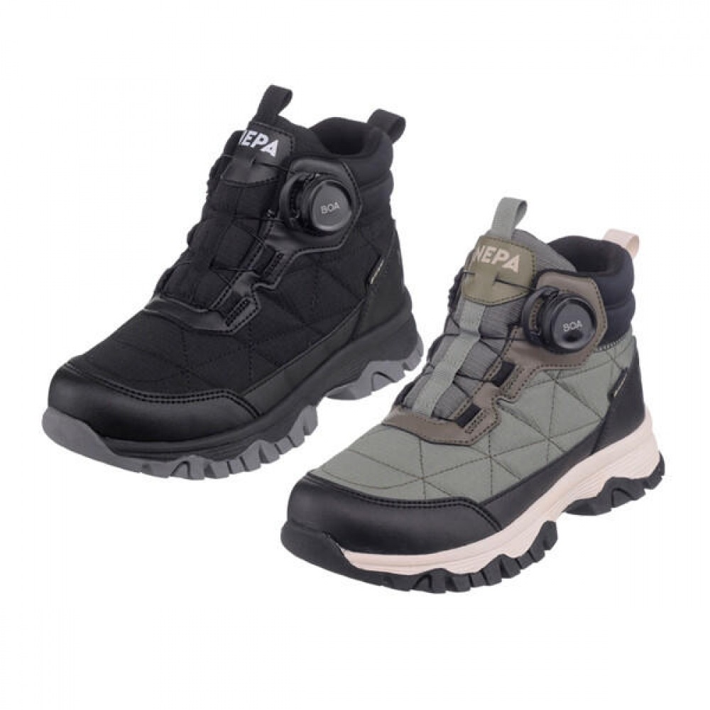 [ネパキッズ] ネパキッズプライムゴアボアミッドスニーカーブラックカーキ2色 KIE7632