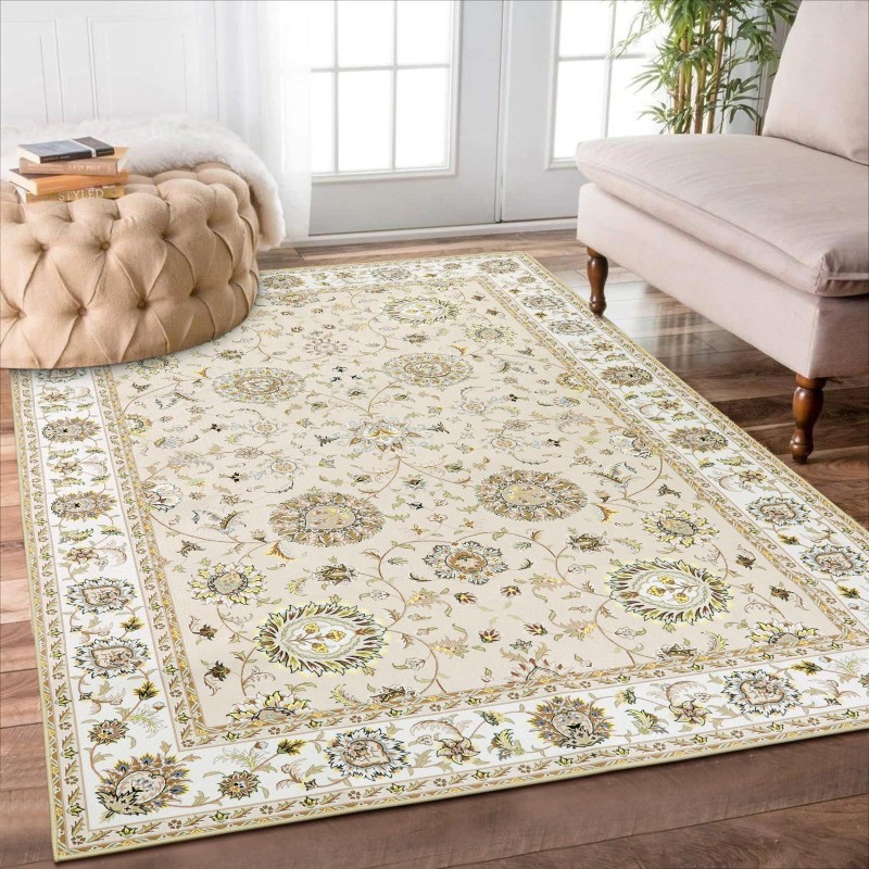 HAOCOO カーペット ペルシャ絨毯風 おしゃれ 洗える ラグ 120х160cm 長方形 耐磨耗性 滑り止め ホットカーペット対応 防音 室内用 ラグマット シェニール オールシーズン適用 抗菌防