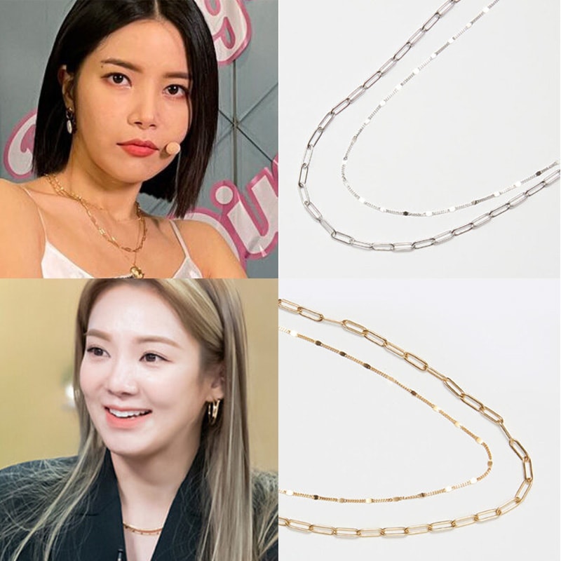 [MAMOOソラ/ヒョヨン/WEIドンハン着用]ミックス チェーン レイヤード ネックレス