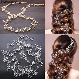 ファローニーウェディング ヘッドドレス シミュレートパールヘアアクセサリー 花クリスタル クラウン花エレガントな髪