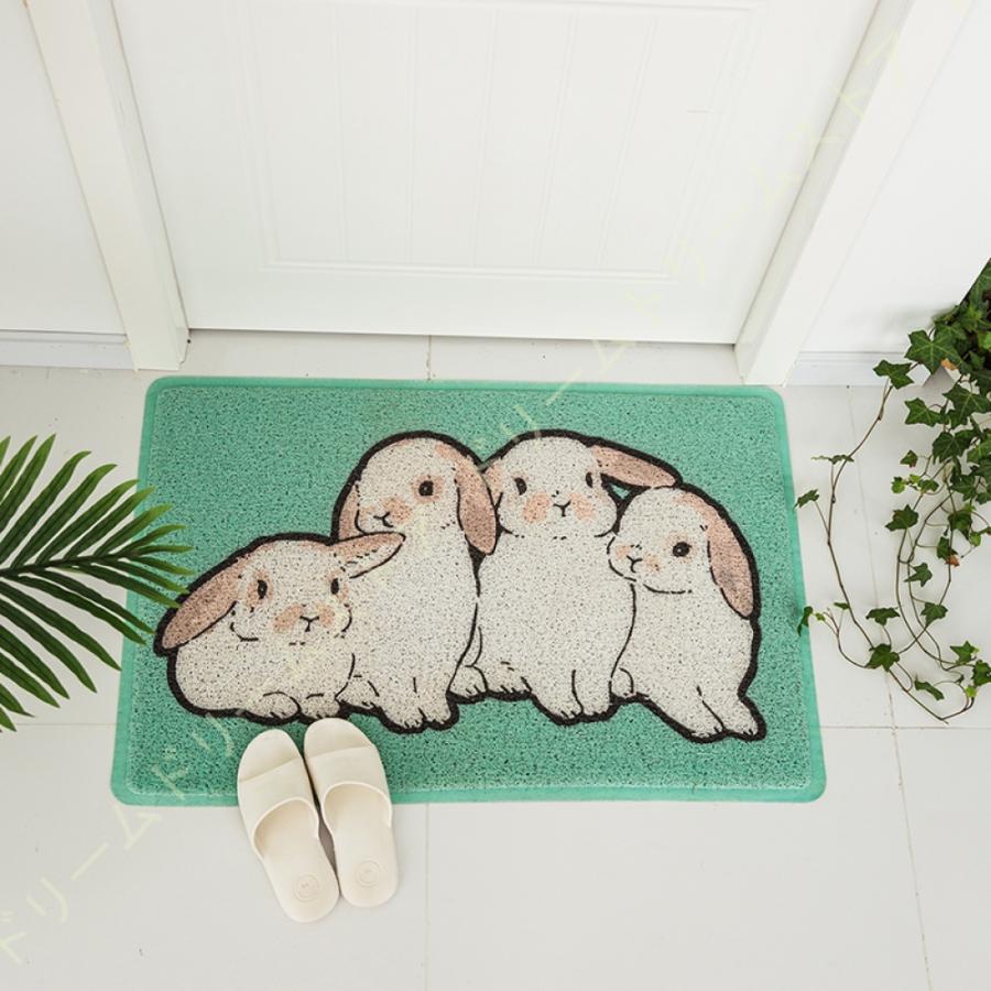 今すぐ欲しい！かわいい うさぎ柄 玄関マット 泥っぷマット 泥落とし エントランスマット 北欧 シンプル 洗える ずれない 滑り止め 無毒 無害 無臭 家庭用 屋外 室内 玄関かわいい うさぎ柄 玄