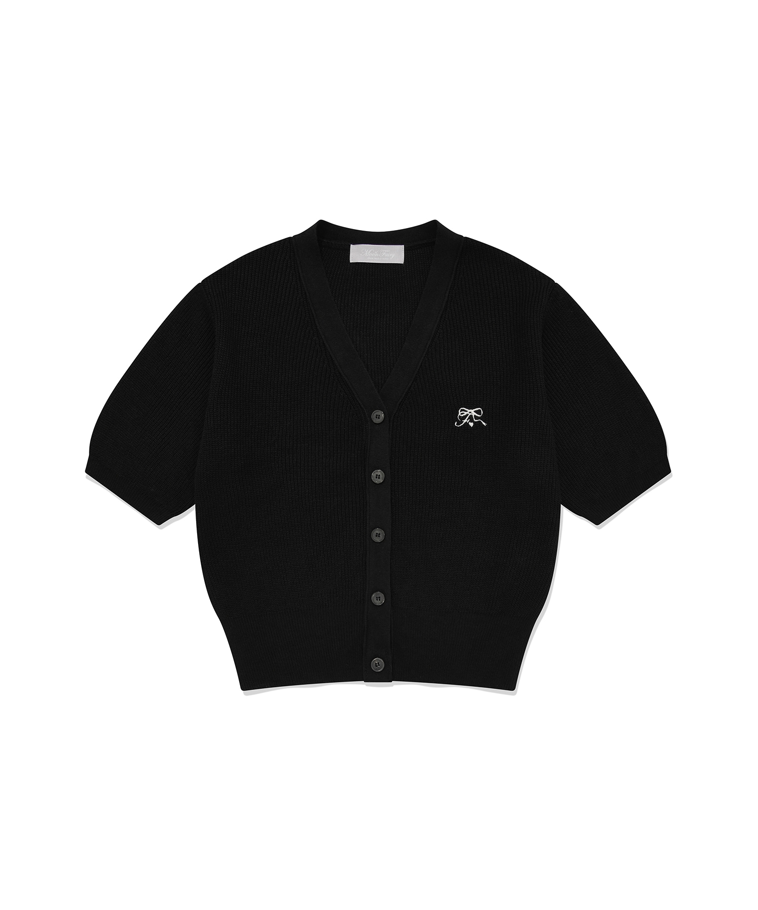 MF PLIE V NECK CARDIGAN-BLACK