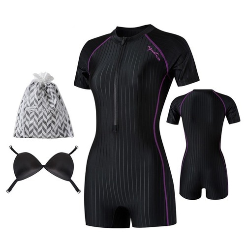 レディース水着 半身2分丈水着 3点セット AQA27513