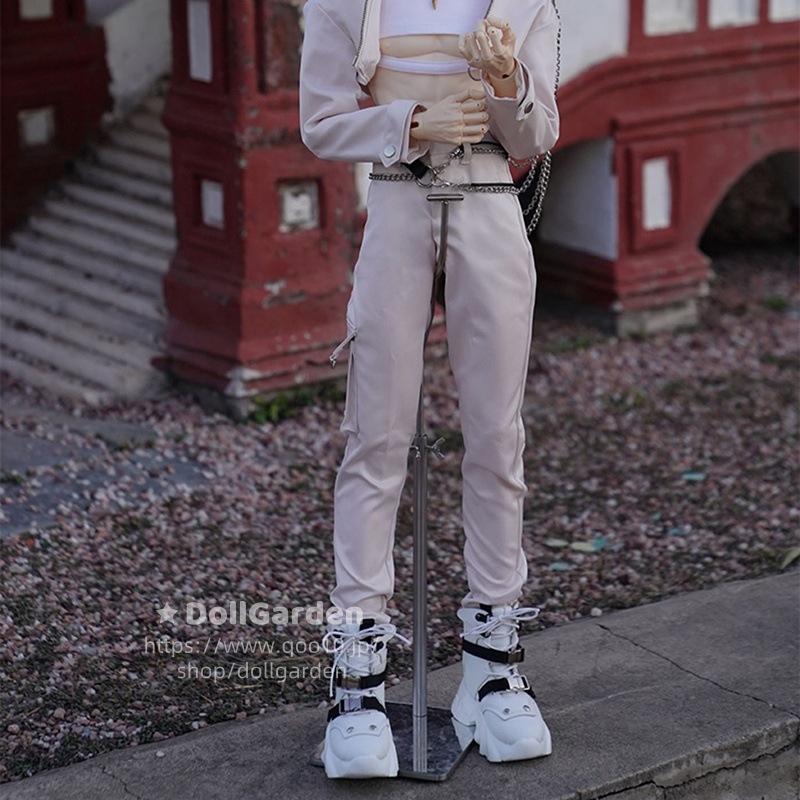 BJDドール用靴 ハイカット 運動ブーツ 75cm 厚底スニーカー 白/黒/白*黒 ID75サイズ球体関節人形用シューズ かっこいい