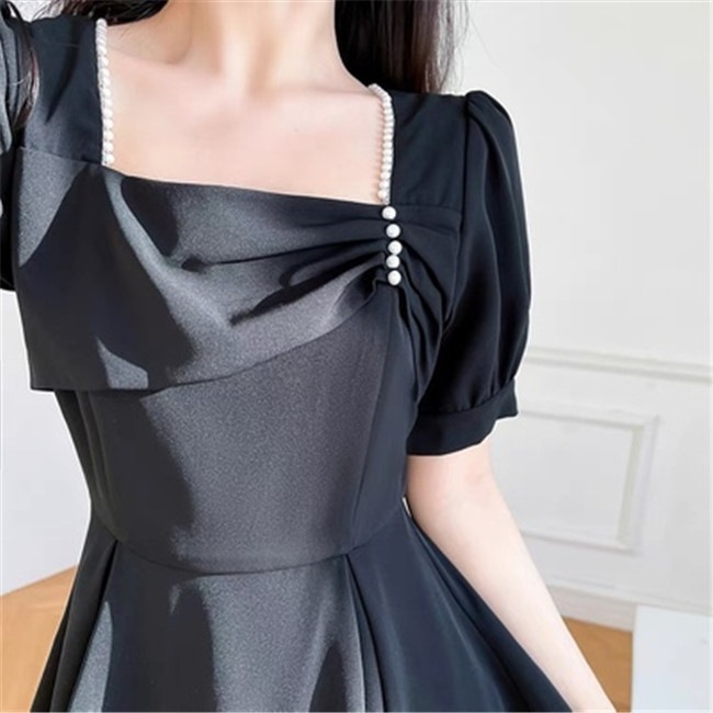 ブラック ミデイアム丈　ミディアム丈　ミディアムドレス 二次会ドレス フォーマルドレス　春 夏 秋 冬 パーティドレス 二次会 2次会 レース 成人式 同窓会 謝恩会 大学生 服装 入学式 卒業式