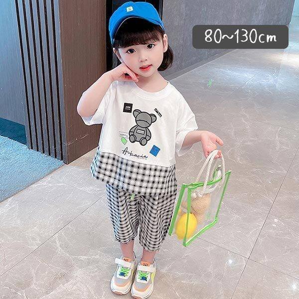 人気激安 子供服 キッズ 女の子 セットアップ 七部丈 Tシャツ 半袖 半ズボン 夏