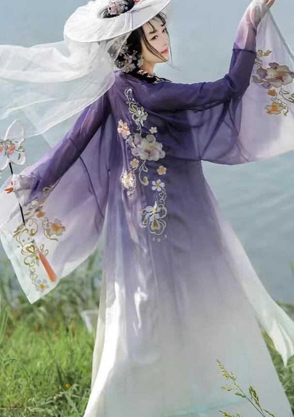 レディース 漢服 チャイナ服 唐朝 振袖羽織 お姫様 グラデーション 中華服 お花刺繍 古代古典 宮廷風 貴妃 皇后 仮装 変装 コスプレ 衣装 華流 ハロウィンチャイナ服 古代古典 舞台 おしゃれ