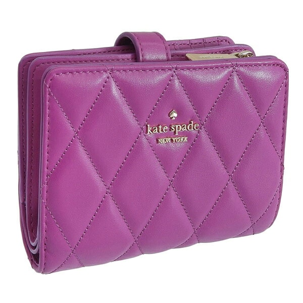 ケイトスペード 財布 レディース 二つ折り財布 アウトレット レザー パープル キャリー ミディアムコンパクトバイフォールドウォレット carey smooth quilted md compbifo