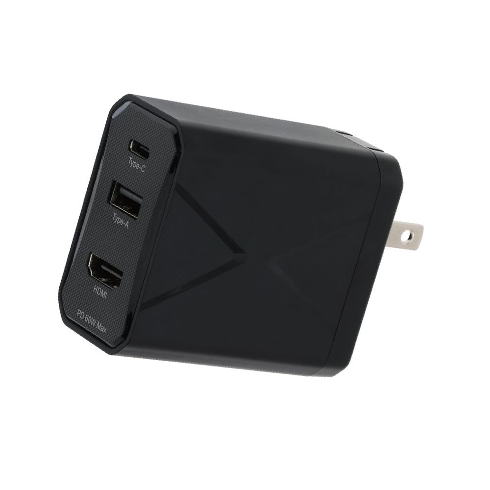 グリーンハウス GH-ACU3PA-BK マルチドック充電器 3ポート 60W USB Type-Cケーブル付き(ブラック) GHACU3PABK