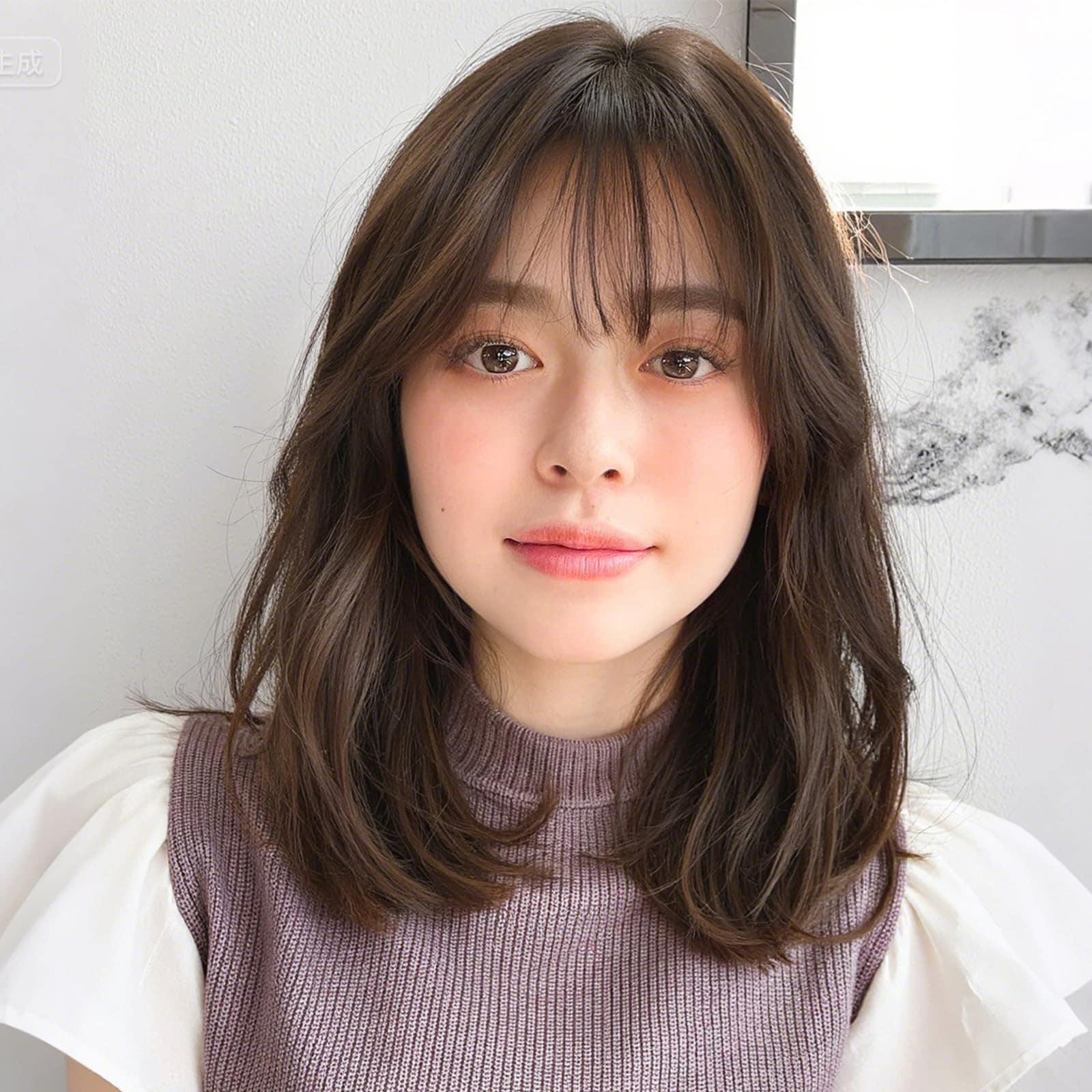 EMMOR 医療用ウィッグ フルウィッグ 人毛ミックス レイヤーカット ミディレングス カール 手植え I型つむじ 超リアル 女性用 かつら レディース 前髪 人気 抗菌 ベージュブラウン 45cm