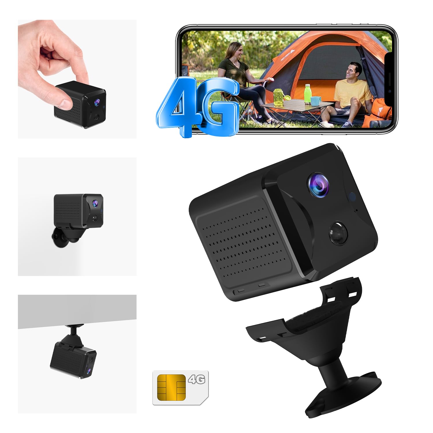 【2024年強化の5200mAh大容量電池・4G SIMカード付属・300Mデータ量贈り】小型防犯カメラ wi-fiなし 4G LTE UCOCARE 小型 simカメラ 携帯型無線 1080P HD