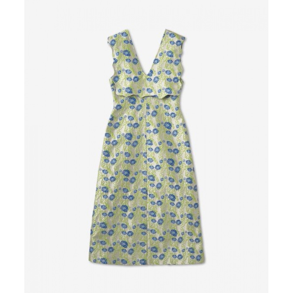 GANNI レディース 3D ジャカードリズムカラーロングドレス-オイスターグレー/ F7645873