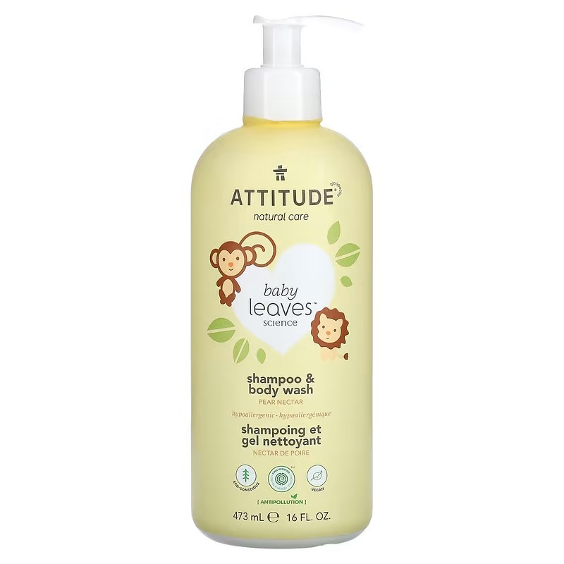 ATTITUDE Baby Leaves(ベビーリーヴス)サイエンス2in1ナチュラルシャンプー&ボディウォッシュ洋梨ネクター473ml(16液量オンス)