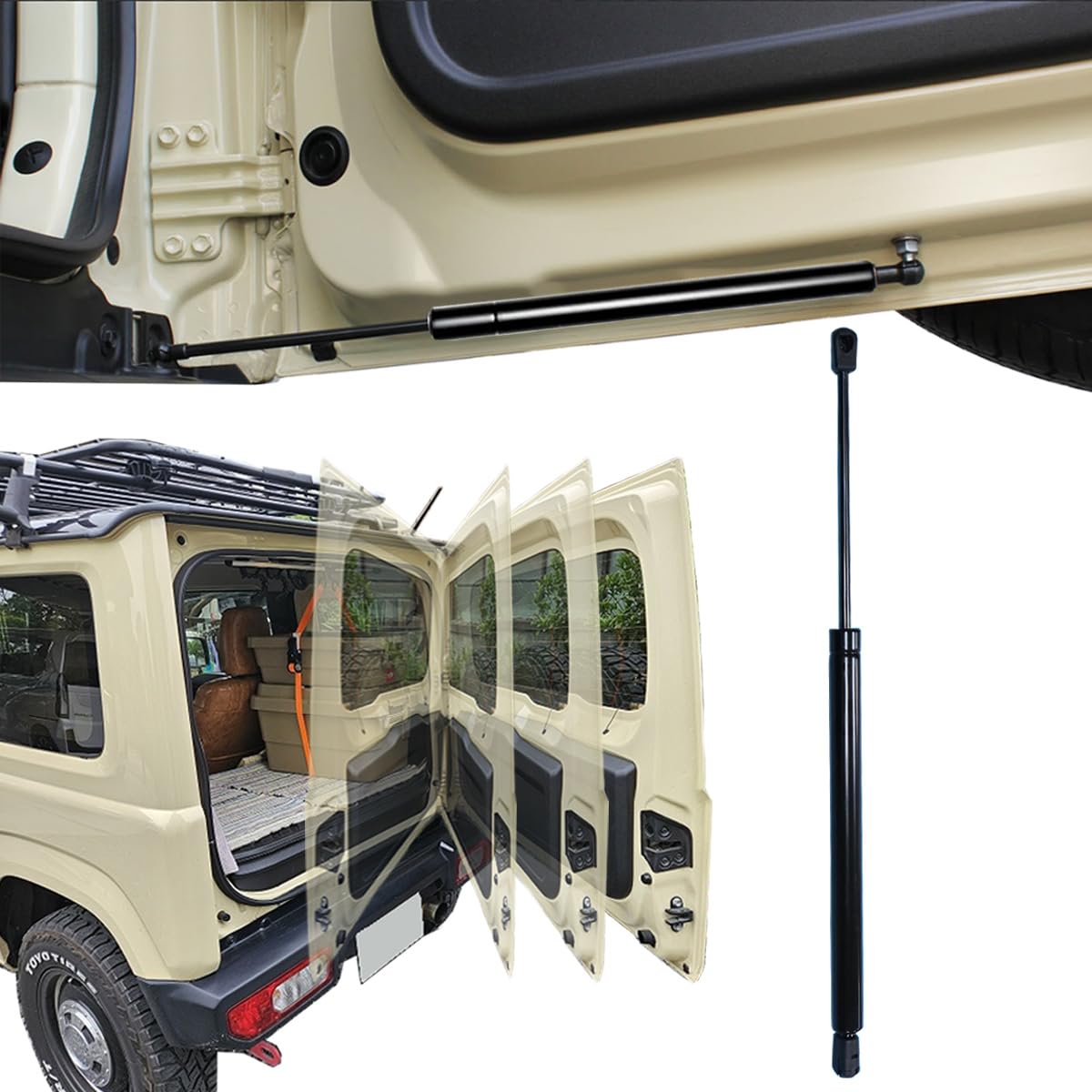 Temiry 新型ジムニー用 バックドアダンパー 無段階停止JB64 JB74W ジムニー用 自由停止 フリーストップドアオープナー 油圧ダン 車検対応 純正交換 ジムニー ダンパー リアゲート自由停