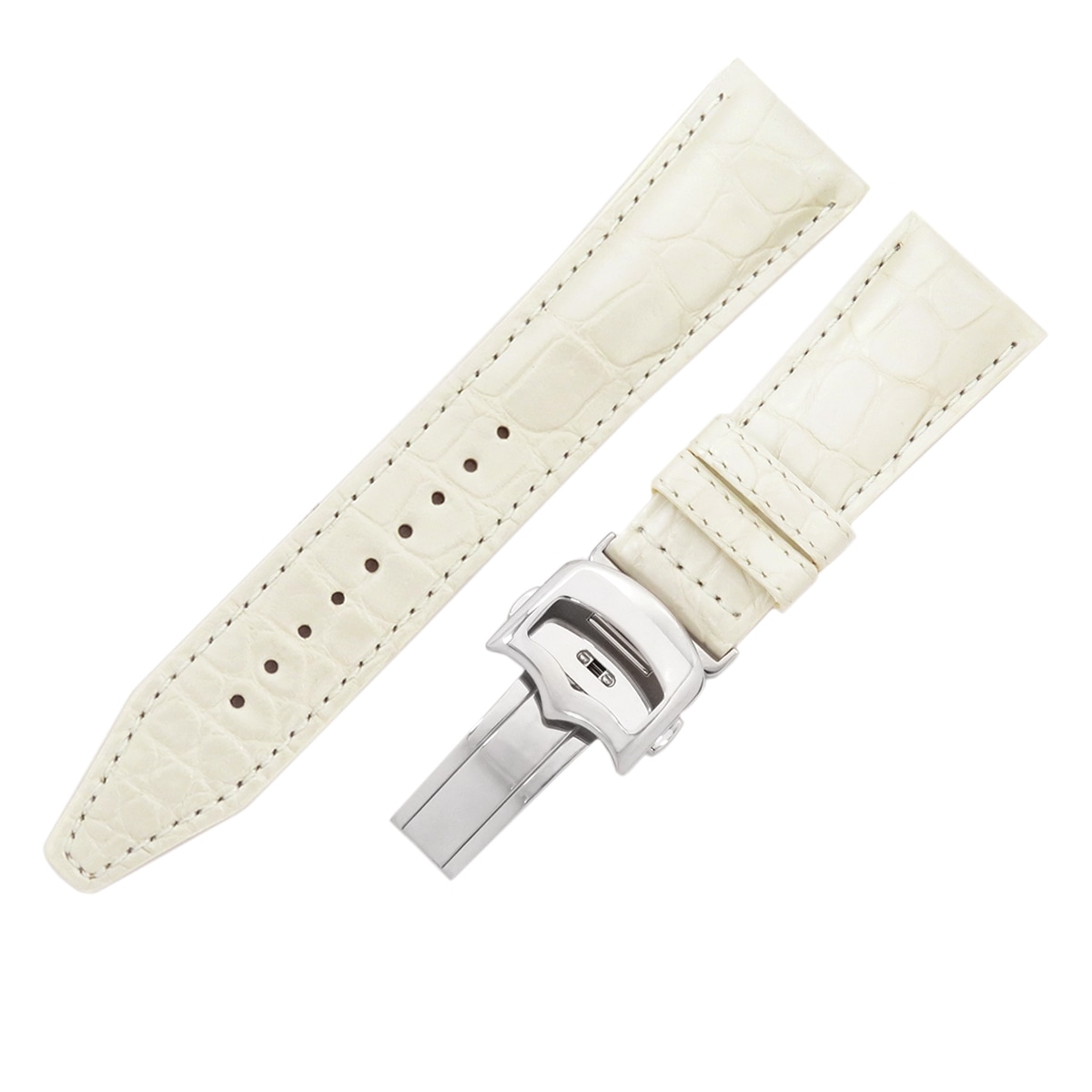 メンズ 未使用 純正 替え クロコ ベルト バンド ストラップ 24ｍｍ パールホワイト 白 バックル付き