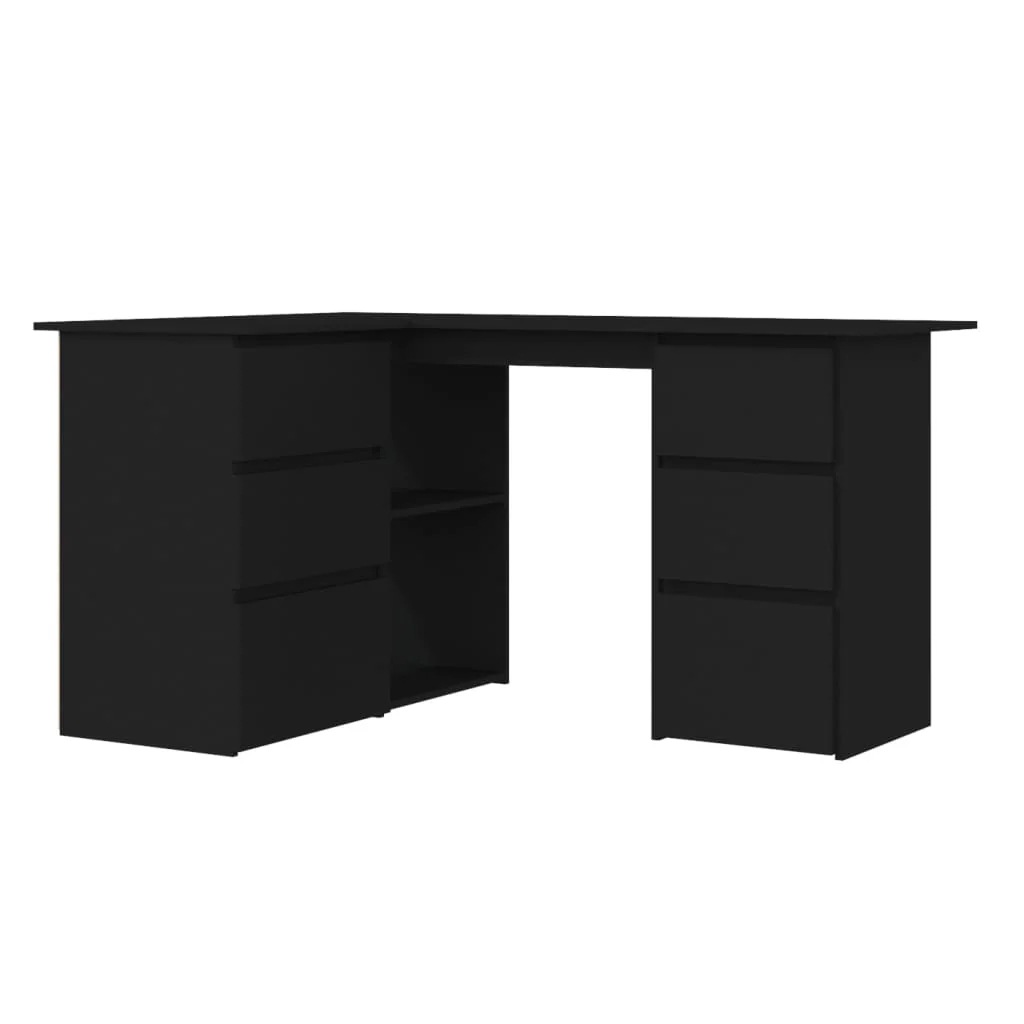 コーナーデスク ブラック 145x100x76cm パーティクルボード