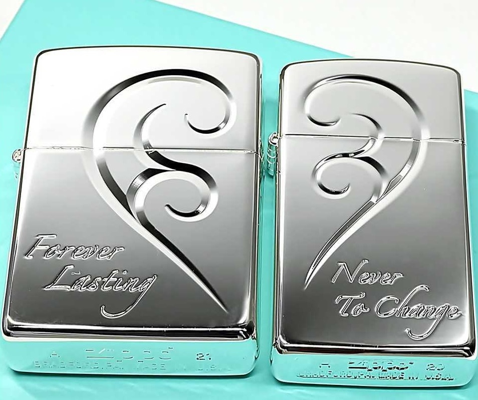 ZIPPO SP ジッポ ペアジッポ ライター ブリリアントハートペア レギュラーサイズ+スリムサイズ シルバー鏡面仕上げ シルバー ペアジッポ専用BOX入