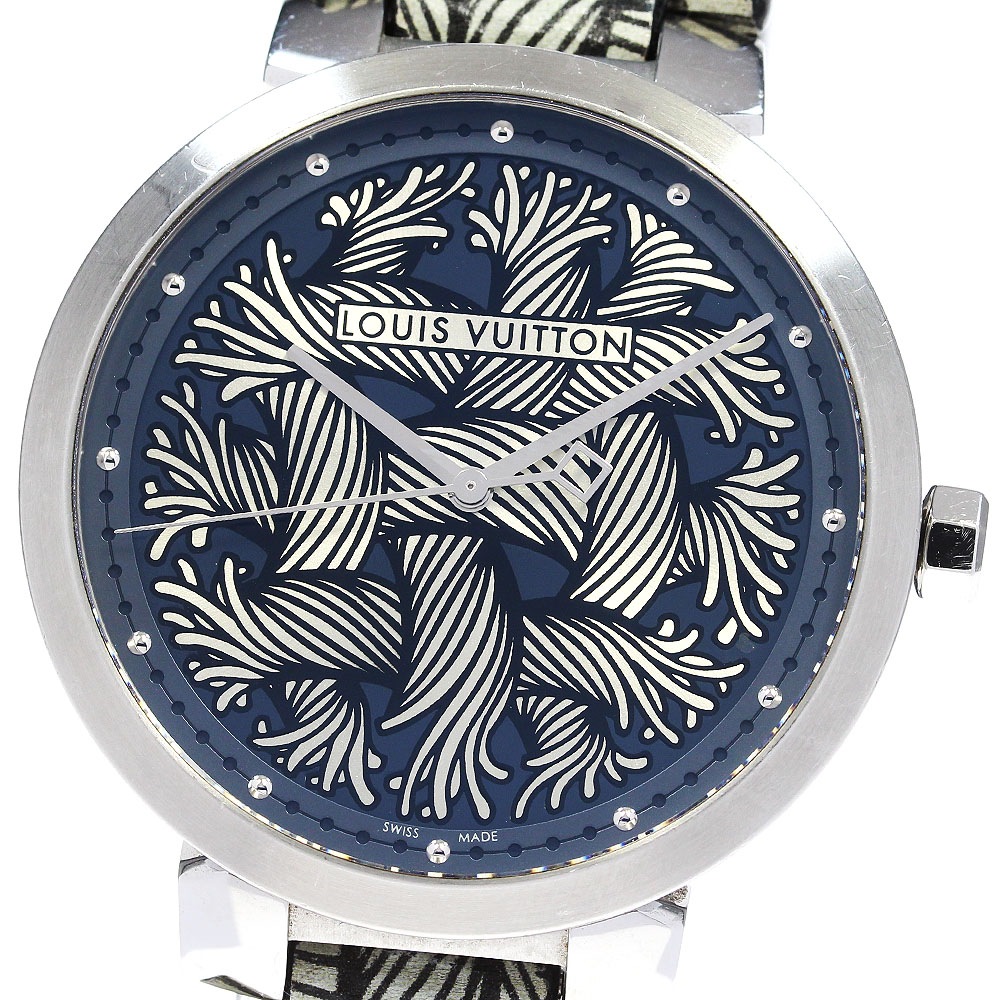 ベルト訳あり ルイ・ヴィトン LOUIS VUITTON Q1D05 タンブール ダミエ グラフィット ロープ クォーツ メンズ 内箱付き_829422【中古】