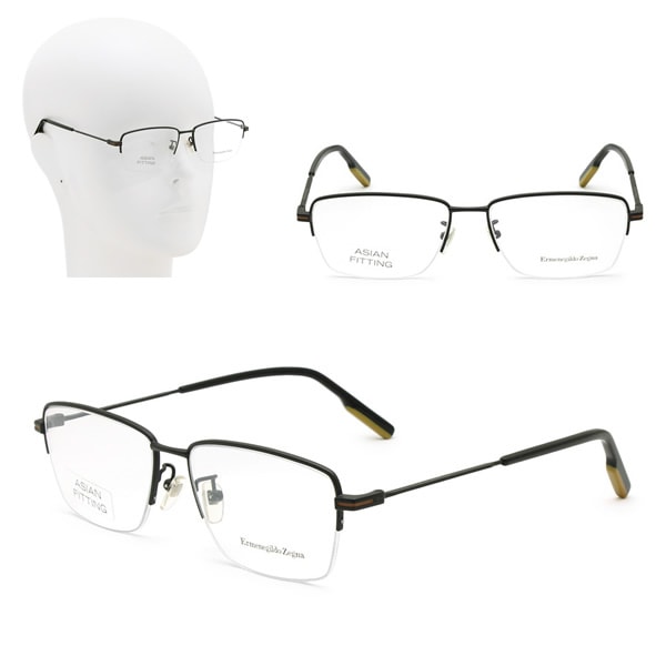 フレームのみ EZ5165-D/V 002 56 Ermenegildo Zegna マットブラック メガネ 眼鏡 ノーズパッド