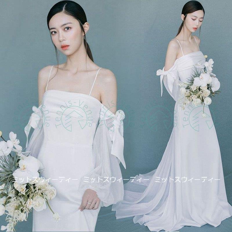 ウエディングドレス ウェデイングドレス バルーンスリーブ 披露宴 ブライダル 結婚式 二次会 前撮り