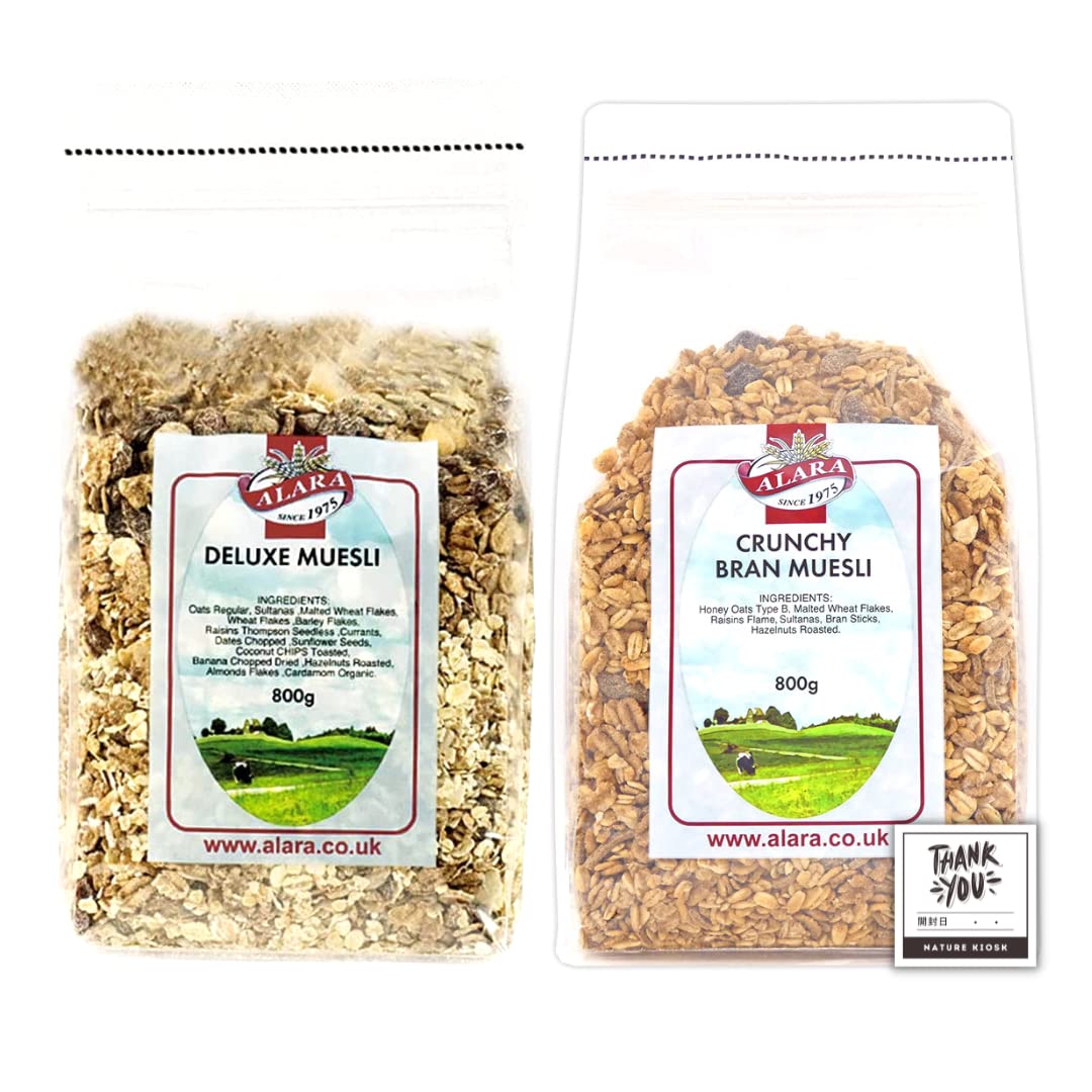 アララ ミューズリー 2種セット (デラックス ミューズリー 800g・クランチ ブラン ミューズリー 800g) ALARA Muesli Set (Deluxe Muesli 800g, Crun