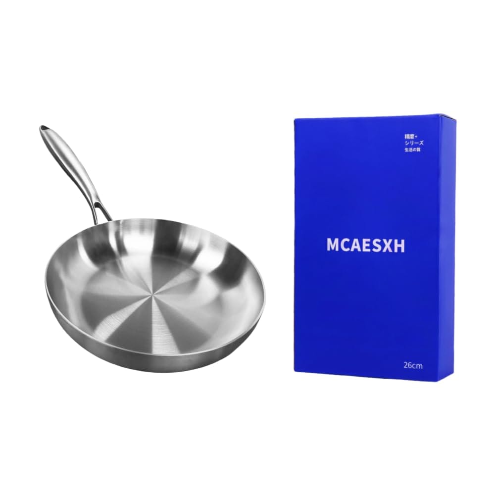 ステンレス製フライパン極厚3層構造家庭用フライパンコーティングなしシェフステーキ目玉焼き用焦げ付きにくいIHガスオーブン対応食器洗い機対応ギフトボックス包装新築祝い無料メンテナンスガ