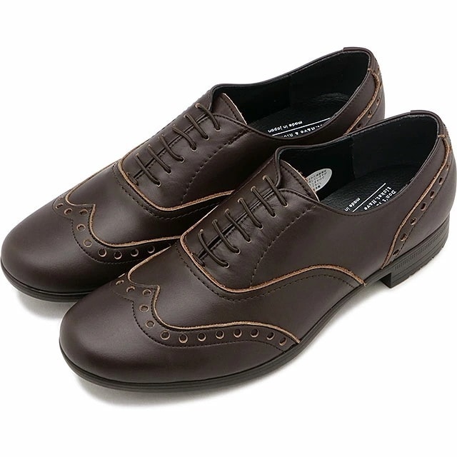 トラベル シューズ バイ ショセ ウィングチップ [TR-004]レディース 靴 日本製 生活防水 ビブラムソール ダークブラウン DBR