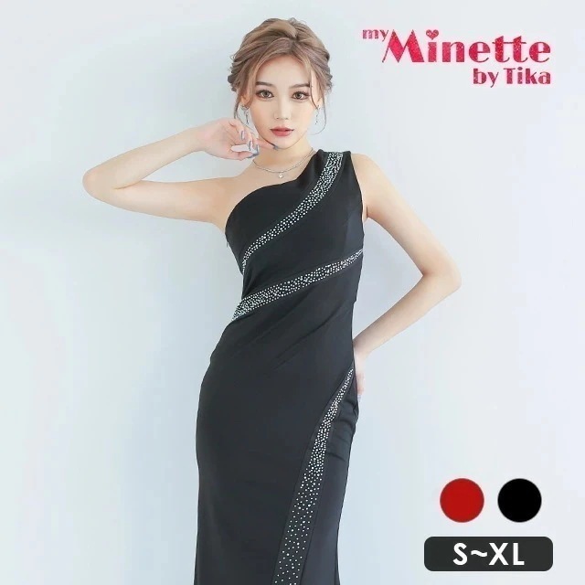 ロロング キャバ ドレス ワンショルダー タイト キャバドレス レッド ブラック 黒 赤 大きいサイズ xl 2l キャバ嬢 オフショル タイトドレス セクシー マーメイド ロ
