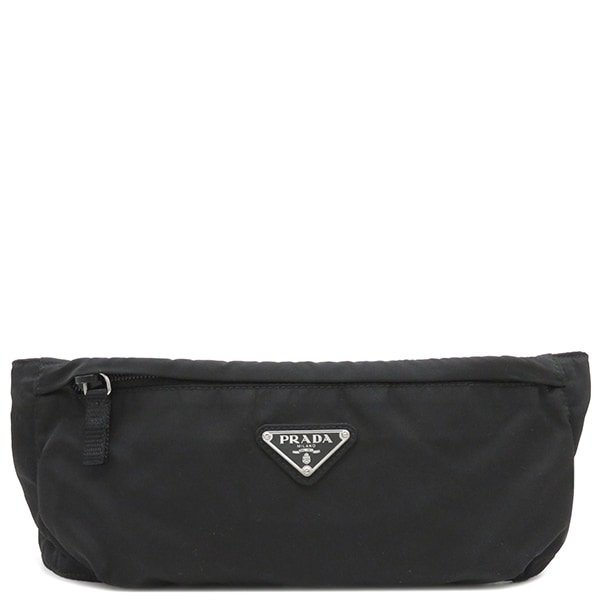 プラダ PRADA ボディバッグ 三角ロゴ ナイロン NERO シルバー金具 黒 TESSUTO MONTAGN ウエストバッグ VA0180 【保存袋】【中古】